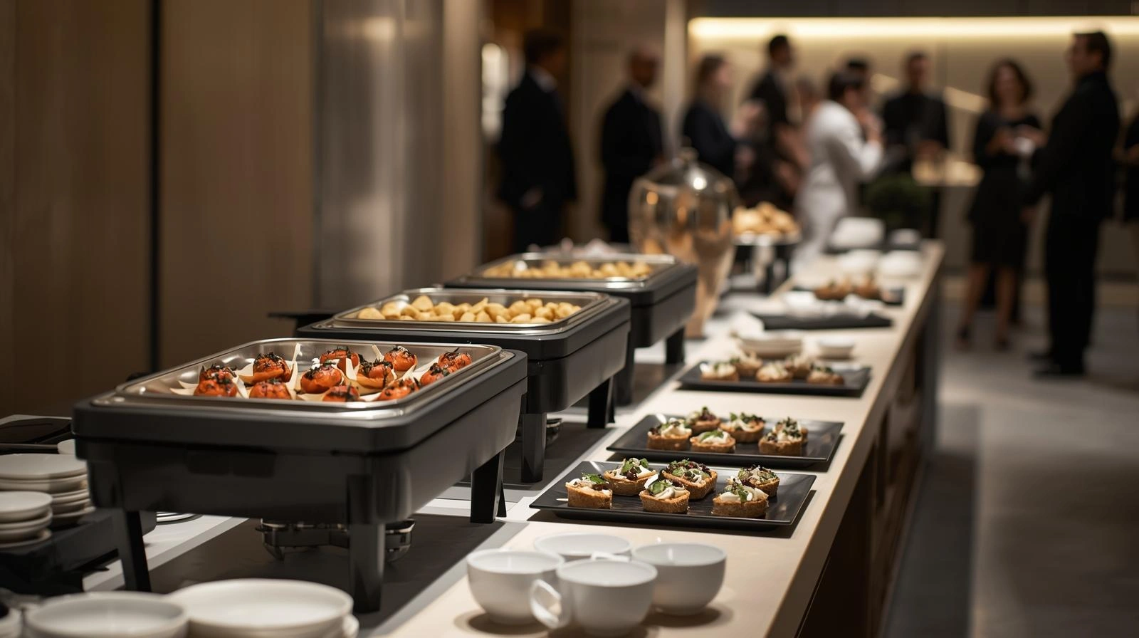 Buffet mit warmen und kalten Speisen